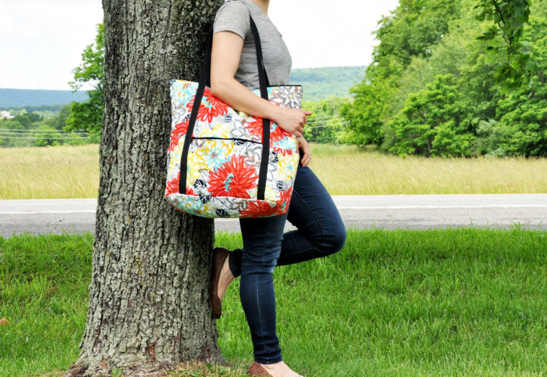 Large Red, Black, White, Blue, and Yellow Floral Tote – Joanna Stanek