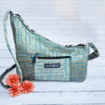 Teal and Metallic Gold Aztec Print Asymmetrical Zipper Purse - Image 3