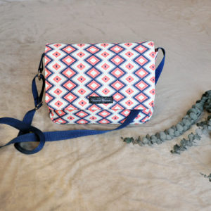 Pink And Navy Blue Aztec Print Mini Messenger Bag – Joanna Stanek