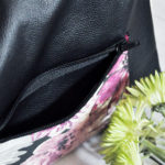 Fuchsia Floral and Black Leather Mini Messenger Bag - Image 6