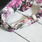 Fuchsia Floral and Black Leather Mini Messenger Bag - Image 5