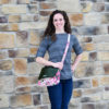 Fuchsia Floral and Black Leather Mini Messenger Bag - Image 2