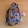 Black, Red, Orange, and Silver Leaf Print Sling Backpack Purse - Image 3